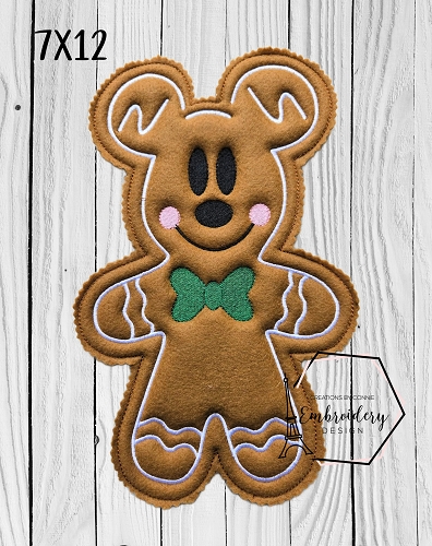 Mr Mouse Gingerbread Paper Towel Embroidery Design - 7x12